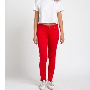 Bright Red Skinny Stretch Jeans